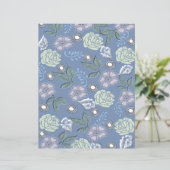 Blue Floral Scrapbook Paper (Stehend Vorderseite)