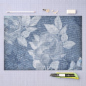 Blue Floral Script Decoupage Seidenpapier (Handwerk)