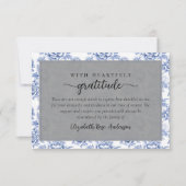 Blue Floral Script Funeral Dankeskarte (Vorderseite)