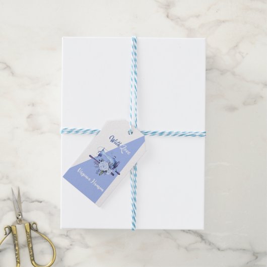 Blue Floral Seamstress Nähmaschine mit Liebe Geschenkanhänger (Mit Garn)