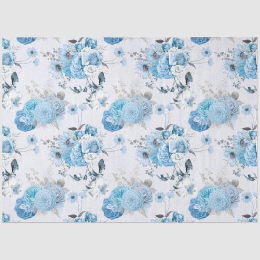 Blue Floral Series Design 4 Seidenpapier (Vorderseite)