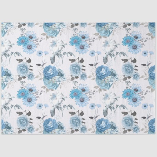 Blue Floral Series Design 5 Seidenpapier (Vorderseite)