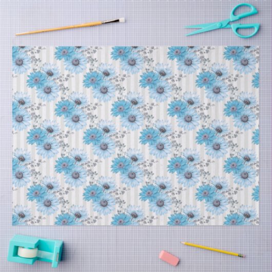 Blue Floral Series Design 6 Seidenpapier (Basteln)