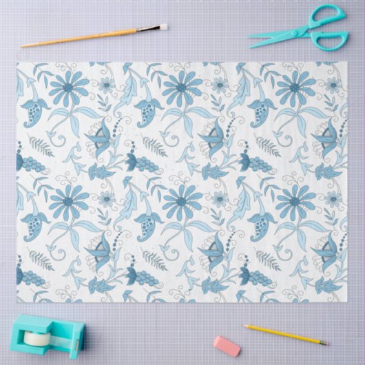 Blue Floral Series Design 8 Seidenpapier (Basteln)