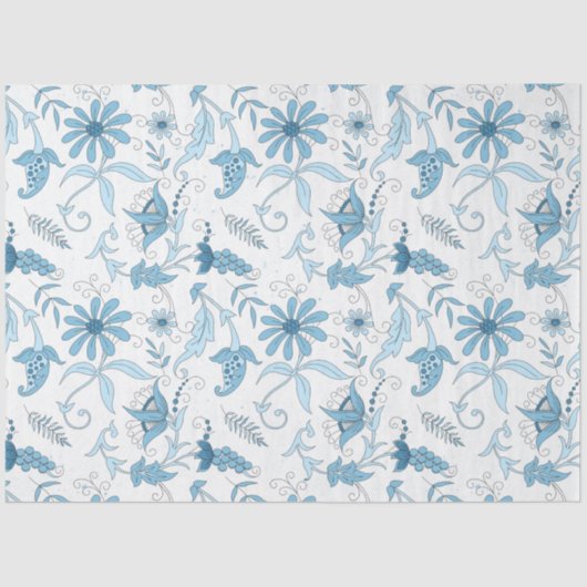 Blue Floral Series Design 8 Seidenpapier (Vorderseite)
