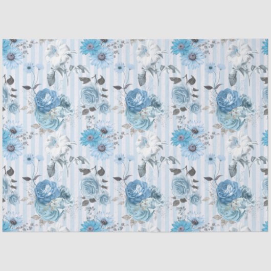 Blue Floral Series Design 9 Seidenpapier (Vorderseite)