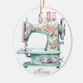 Blue Floral Sewing Machine Ornament  (Links)