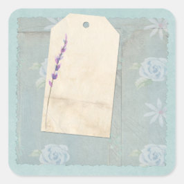 Blue Floral Shabby Scrapbook Verschönerung Quadratischer Aufkleber