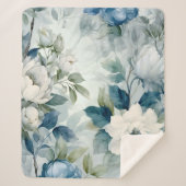 Blue Floral Sherpa Fleece Luxury Blanket Sherpadecke (Vorderseite)