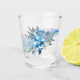 Blue Floral Shotglass Gastgeschenk Hochzeit Schnapsglas