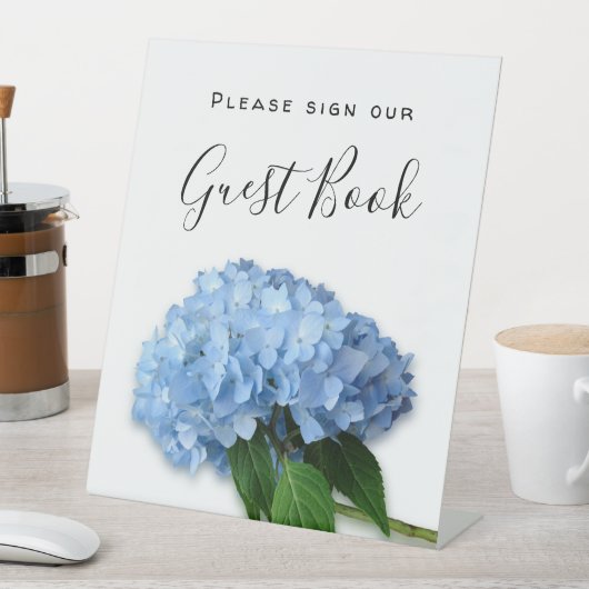 Blue Floral Sign Our Guest Book Tabletter Sign Sockelschild (In Situ)