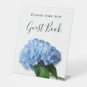 Blue Floral Sign Our Guest Book Tabletter Sign Sockelschild (Vorderseite)