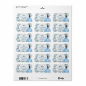 Blue Floral Silver Crown Quinceañera Adresse Adressaufkleber (Vorne)