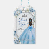 Blue Floral Silver Crown Quinceañera Vielen Dank Geschenkanhänger (Vorderseite)
