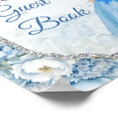 Blue Floral Silver Crown Quinceñera Gästebuch (Ecke)