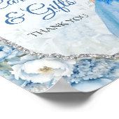 Blue Floral Silver Crown Quinceñera Karten und Ges Poster (Ecke)