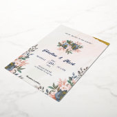 Blue Floral Simple Wedding Folieneinladung (Gedreht)