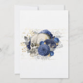 Blue Floral Skull Halloween Gothic Wedding Einladung (Rückseite)