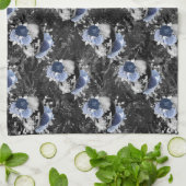 Blue Floral Skull Serie Design 1 Geschirrtuch (Gefaltet)