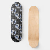 Blue Floral Skull Serie Design 1 Skateboard (Vorderseite)