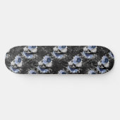 Blue Floral Skull Serie Design 1 Skateboard (Horizontal)