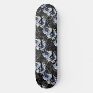 Blue Floral Skull Serie Design 1 Skateboard
