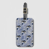 Blue Floral Skull Serie Design 2 Gepäckanhänger (Vorderseite Vertikal)
