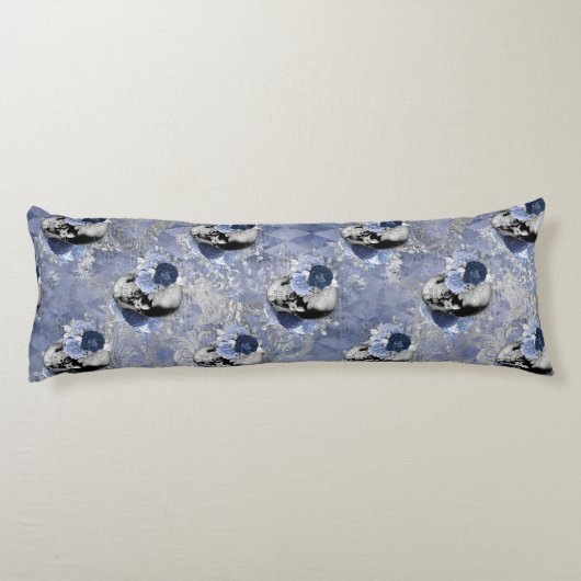 Blue Floral Skull Serie Design 2 Seitenschläferkissen (Rückseite)