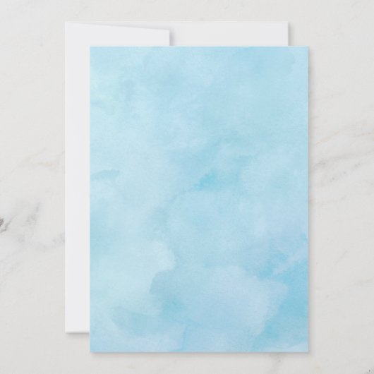 Blue Floral Sleeping Baby Dusche Einladung (Rückseite)