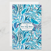 Blue Floral Soap Wrap Paper Sheet - Satin (Vorne/Hinten)