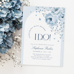 Blue Floral Something Blue Bow Brautparty Einladung