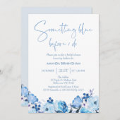 Blue Floral Something Blue Brautparty Einladung (Vorne/Hinten)