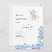 Blue floral Spanish Baby Shower Boy invitation Einladung (Vorderseite)