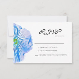 Blue Floral Spanish Response Card RSVP Karte