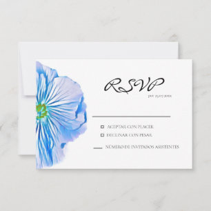 Blue Floral Spanish Response Card RSVP Karte