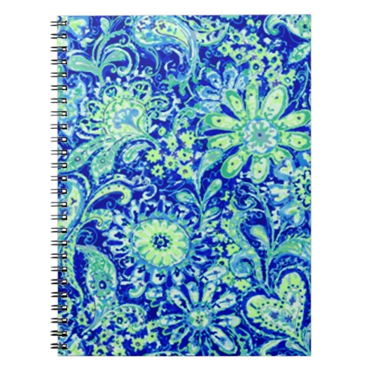 Blue Floral Spiral Notebook Notizblock (Vorderseite)