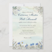Blue Floral Spring Garden Wedding Invitation Einladung (Vorderseite)