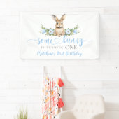 Blue Floral Spring Rabbit Some Bunny 1st Birthday Banner (Insitu)