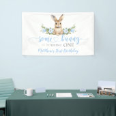 Blue Floral Spring Rabbit Some Bunny 1st Birthday Banner (Messeveranstaltung)