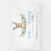 Blue Floral Spring Rabbit Some Bunny 1st Birthday Banner (Vertikal)