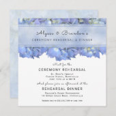 Blue Floral Square Probe Dinner Einladung (Vorne/Hinten)