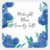 Blue Floral Square Sticker (Vorderseite)
