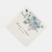 Blue Floral Standard Luncheon Wedding Serviette (Ecke)