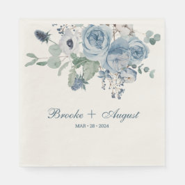Blue Floral Standard Luncheon Wedding Serviette