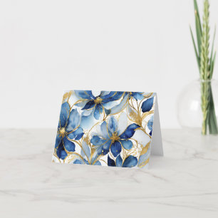 Blue Floral Stationery mit Gold Akzenten Dankeskarte