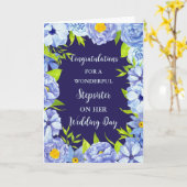 Blue Floral Stepsister Hochzeitsgratulation Karte (Gelbe Blume)