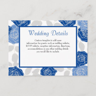 Blue Floral Stilvolle Rose Chic Simple Wedding Begleitkarte