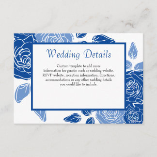 Blue Floral Stilvolle Rose Chic Simple Wedding Begleitkarte