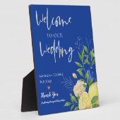 Blue Floral Summer Citrus Hochzeitssymbol Fotoplatte (Seite)