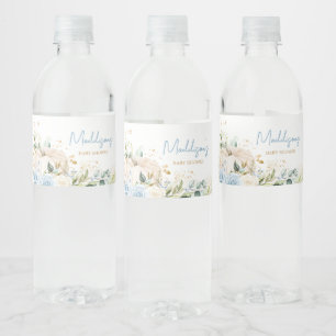 Blue Floral Sweet Little Pumpkin Baby Dusche Wasserflaschenetikett